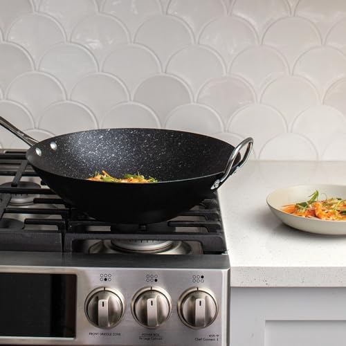 Nordic Ware Basalt Aluminized Steel Spun Wok, 14-Inch, Ceramic Coating