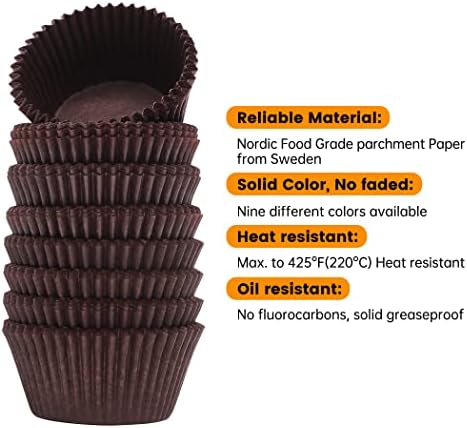 Bake Choice 200pcs Standard Cupcake Liners for Baking, Brown Muffin Liners