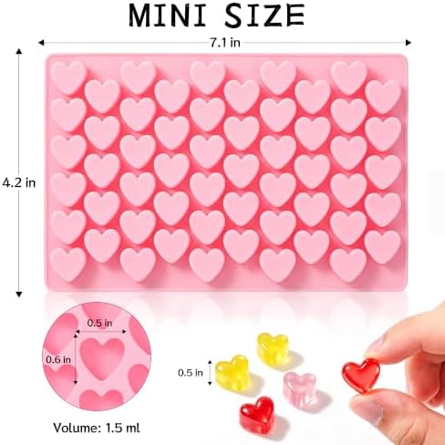 Heart Mini Silicone Gummy Molds with 1 Dropper, 2 Pack Candy Molds