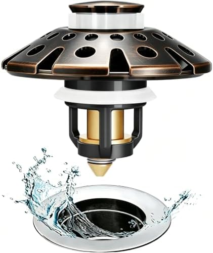 AzWzz Bathroom Sink Drain Strainer, 3 in 1 Pop Up Bathroom Sink Stopper