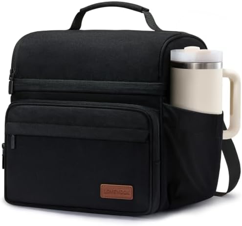 LOVEVOOK Large Lunch Bag for Men Women, Insulated Box with Large Cup Holder