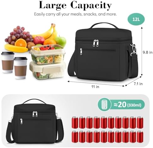 DALINDA Insulated Lunch Box Women Men Leak-Proof Cooler Lunch Bag