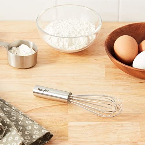 Tovolo Mini Whisk Stainless Steel 6 Inch Tiny Whipper for for Cooking Blending Mixing Stirring Whisking Egg Beating, Easy to Clean Dishwasher Safe Small Kitchen Mini Metal Whisk