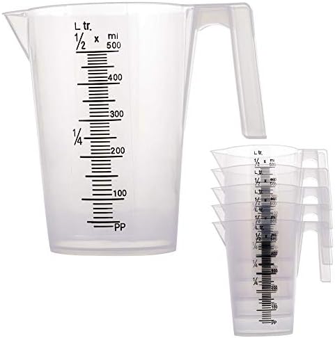 TCP Global 1/2 Liter (500ml) Plastic Graduated Measuring and Mixing Pitcher