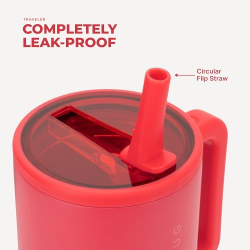 HydroJug Traveler 40oz, Insulated Tumbler with Handle & Straw, Fruit Punch