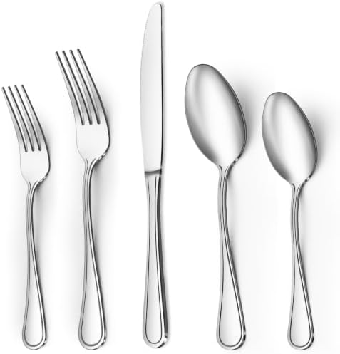 BEWOS Silverware Set for 4-20 Piece Stainless Steel Flatware Set Including Spoons, Forks, Knives, Mirror Polished Flatware for Home, Kitchen, Restaurant, Dishwasher Safe