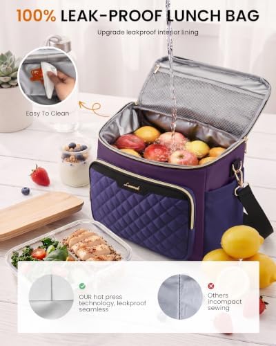 LOVEVOOK Lunch Box for Women, Wide Opening Cute Insulated Lunch Box Bag
