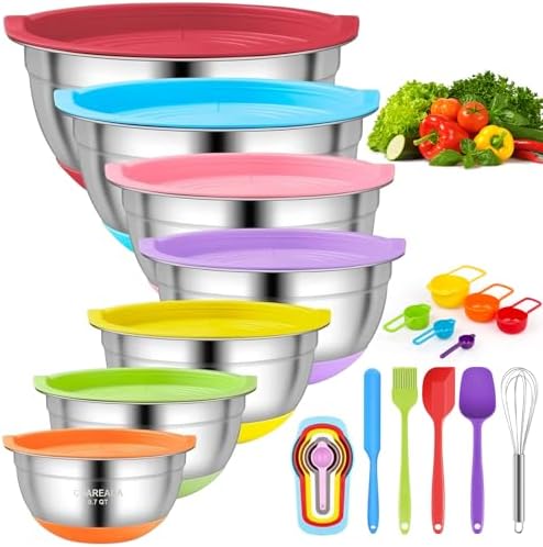Mixing Bowls with Airtight Lids, 18pcs Stainless Steel Mixing Bowls Set