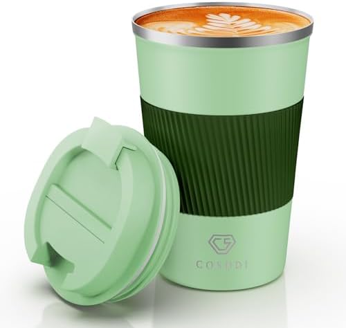 CS COSDDI 12 oz Coffee mug - Stainless Steel Coffee Cup with Leakproof Lid