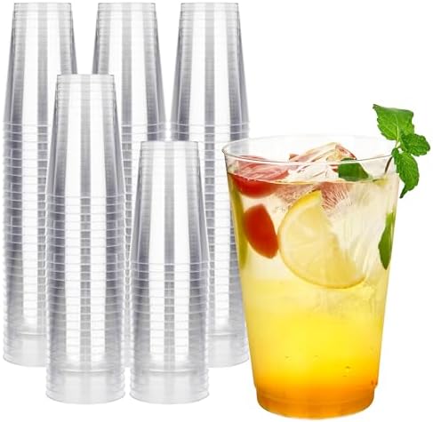RACETOP 14 oz Clear Plastic Cups 200 Pack for Party