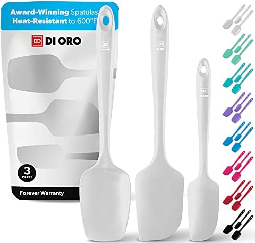 DI ORO Silicone Spatula Set - 600F Heat Resistant, 3-Pc Stone