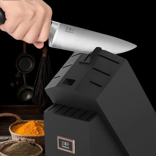 WANGMAZI 15-Pcs Knife Set, High Carbon Steel Ultra Sharp, Black Pro