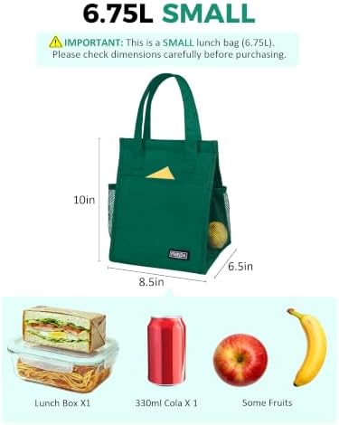 6.75L Small Insulated Lunch Bag, Reusable Cooler Tote Thermal Snack Bag