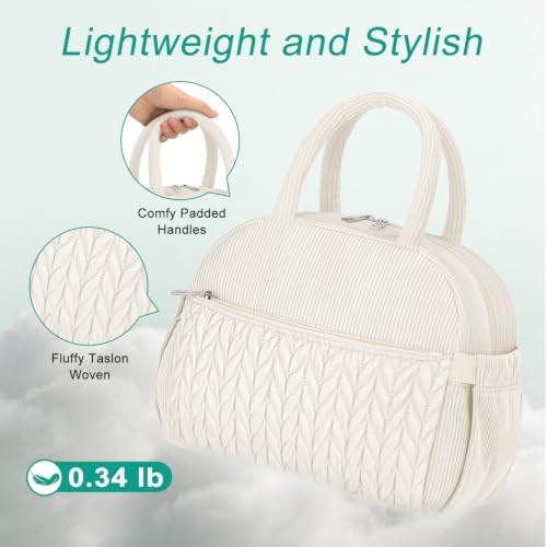 Coobiiya Cotton Quilted Lunch Bag,Cute Insulated Puffer Lunch Box for Women
