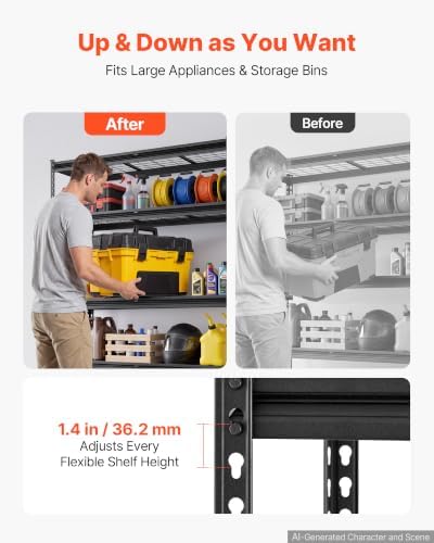 VEVOR Storage Shelves, 6-Tier 3600 lbs Garage Shelving 55 x 24 x 77 in