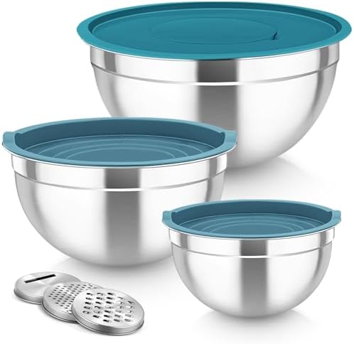 TeamFar Mixing Bowls, Stainless Steel Nesting Salad Bowls Set