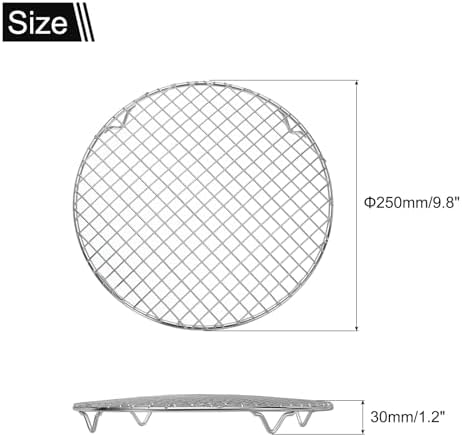 uxcell Round Cooking Rack 9.8 Inch Dia Stainless Steel Wire Cooling Steamer Rack for Baking Canning Cooking Roasting Cooling Grilling Drying, Silver