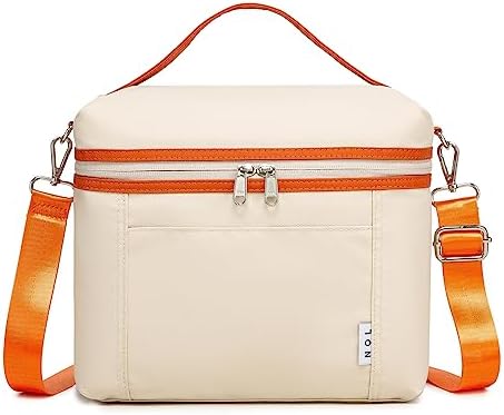NOL 8L Insulated Lunch Bag for Women, Medium(normal), Cream/orange