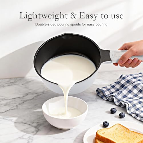 1.5 Quart Sauce Pan with Lid, Small Cooking Pot, White
