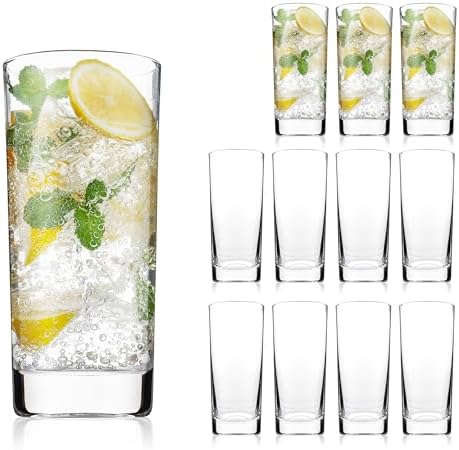 Highball Glasses Set of 12,13oz Tall Drinking Glasses, Water Glass Cups Set