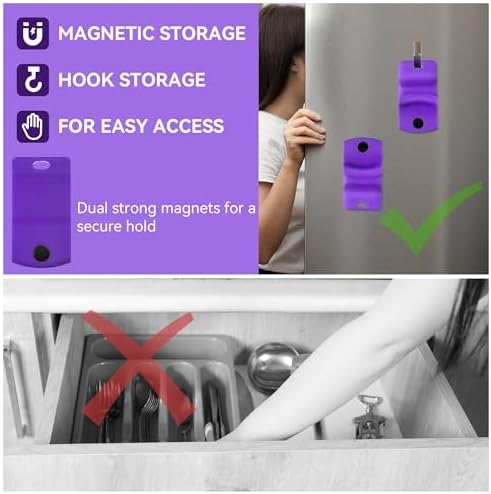 2 Pack Canning Jar Opener with Magnets, Mason Jar Opener For Canning Lids, Regular and Wide Mouth Lids, Powerful Magnet for Easy Refrigerator Storage, Releases Vacuum Seal– Patent Pending(Purple)