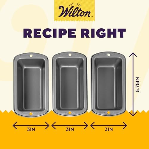 Wilton Recipe Right Loaf Pan for Baking, Mini Size, Single Cavity, Set of 3