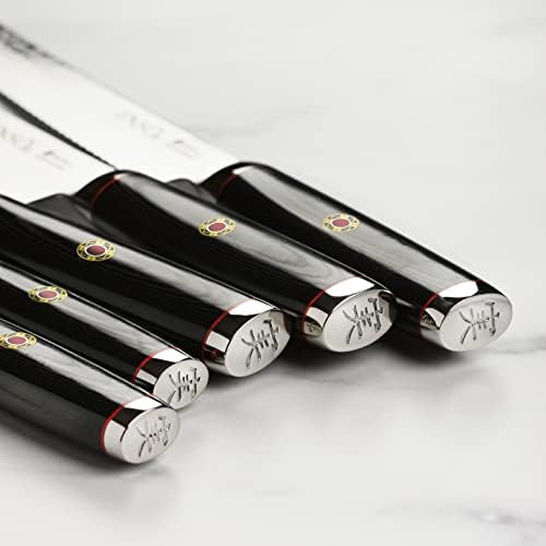 Enso SG2 18 Piece Knife Set - Made in Japan - 101 Layer Stainless Damascus with Dark Ash Knife Block