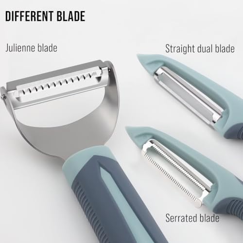 Julienne Peeler Vegetable Peeler with 4.8'' Long Silicone Handle