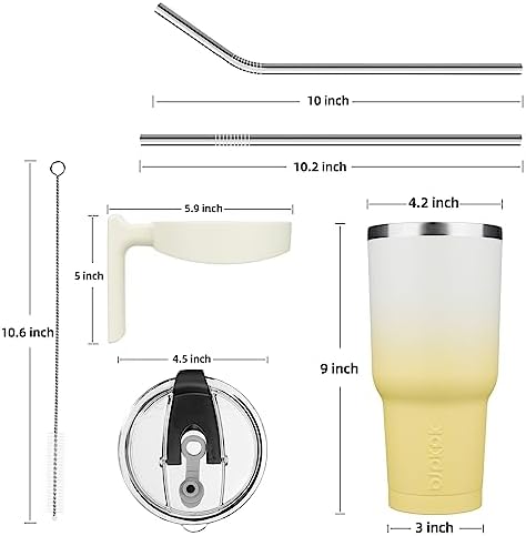 BJPKPK 40 oz Tumbler with Handle & Straw, Insulated Stainless Steel Mug
