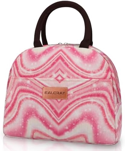 BALORAY Lunch Bag for Women Men Adult Lunch Box (Shimmery Pink), M