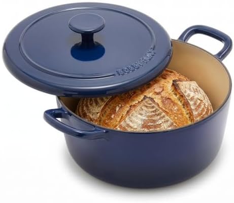 GreenPan x Bobby Flay 5.5QT Enameled Cast Iron Dutch Oven With Lid, Navy