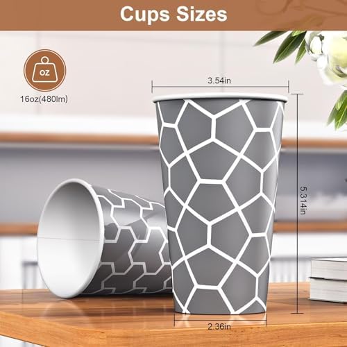 16 oz Paper Cups 180 Pack, Insulated Disposable Hot Cups