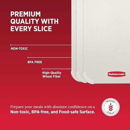 Rubbermaid 3pc Reversible Wheat Fiber Cutting Board Set | BPA Free Non Toxic Cutting Boards for Kitchen – Dishwasher Safe, Non-Slip Corners & Lightweight | For Meat, Veggies & Fruits