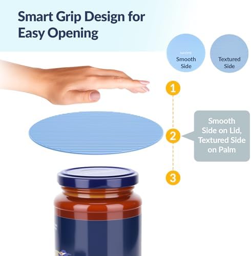 NiHome Silicone Jar Opener Gripper Pads, 6 in for Seniors, Morandi, 4PC