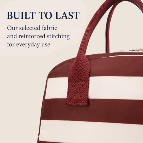 LOVELYWIND Lunch Box for Women, Insulated Lunch Bag, Red Striped Tote