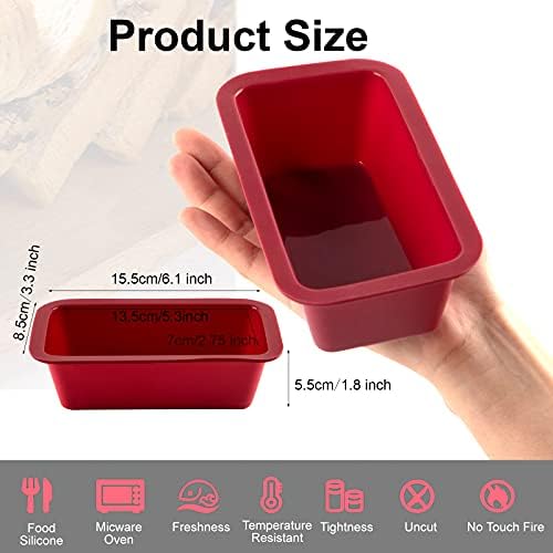 Nalchios Silicone Mini Loaf Pan Set of 4, Non-Stick Easy Release Rectangle Cake Pan for Baking Bread, Flexible BPA Free Baking Mold and Bread Mold, Toast Pan, Brownie Loaf Pan, Cake Mold