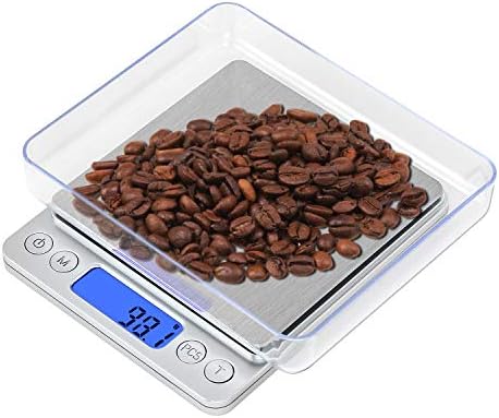 Digital Food Kitchen Scale, 3000g/0.1g High Accuracy Mini Pocket Scale Measures in Grams and oz for Cooking, Baking, Jewelry, Tare Function,2 Trays, LCD Display (Batteries Included)