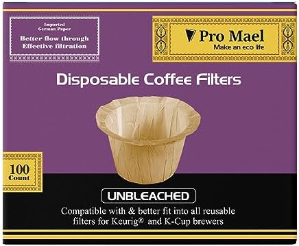 Pro Mael 100 Disposable K Cup Paper Filters for Keurig 1.0&2.0, Unbleached