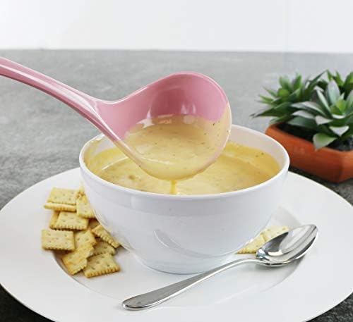 Reston Lloyd Melamine Soup Ladle Kitchen Utensil, Premium Quality Utensil with Heat Resistant Ergonomic Handle, Durable BPA-Free Plastic, 10.5 inch long, 6pc Set, Pink