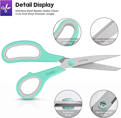 iBayam 36-Pack 8" Heavy Duty Scissors, Sharp Comfort-Grip, Left/Right Hand