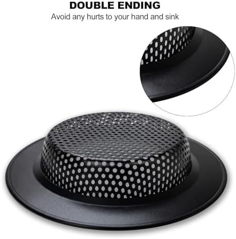 Huntonry Black Kitchen Sink Drain Strainer, Sink Drain Cover, Food Catcher, Large Wide Rim 4.5" Diameter, Stainless Steel, Pack of 2