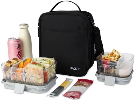 PackIt Freezable Crossbody Lunch Box, Black