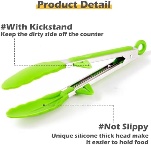 9" Kitchen Tongs for Cooking with Silicone Tips, Serving Tong for Salad BBQ