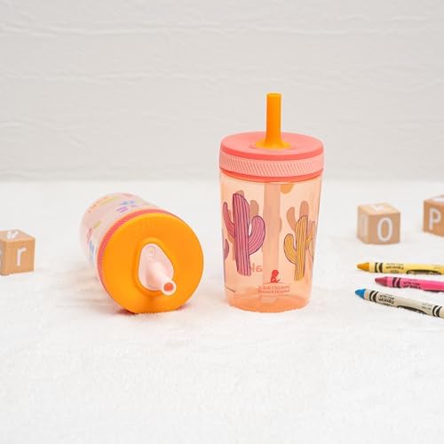 Zak Designs St. Jude Kelso 15oz Leak-Proof Toddler Straw Cups, 2-Pack