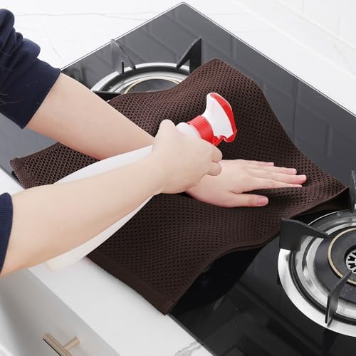 Homaxy 100% Cotton Waffle Weave Kitchen Dish Towels 4-Pack, Dark Brown