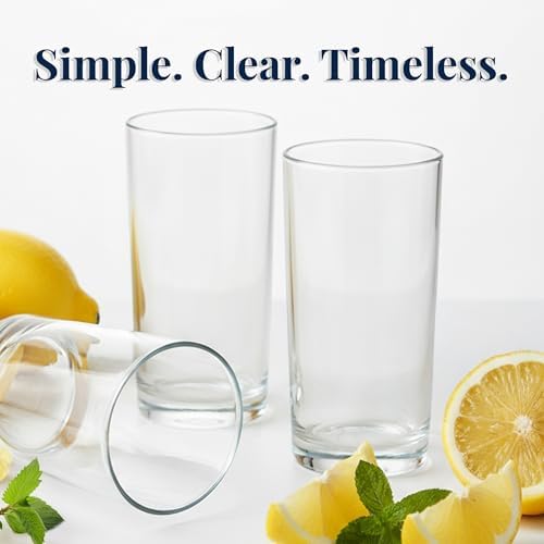 US Acrylic Classic Clear Plastic Reusable Drinking Glasses (Set of 6) 16oz Water Cups | BPA-Free Tumblers, Made in USA | Top-Rack Dishwasher Safe