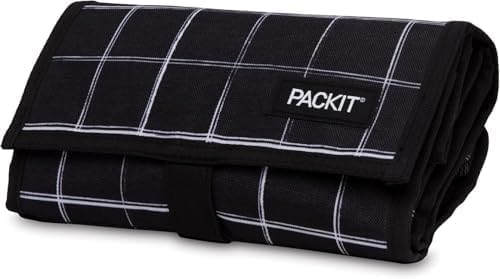 PackIt Freezable Lunch Bag, Black Grid