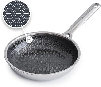 GreenPan Spectra 8" Frying Pan Skillet, Hybrid Tri-Ply Stainless Steel, PFAS-Free Ceramic Nonstick Textured Cooking Surface, Induction Cookware, Dishwasher Safe, Oven & Broiler Temp to 850˚F