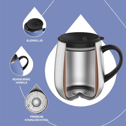Ideus 16 oz Insulated Coffee Mug with Lid and Handle (Ocean Blue 1.0)