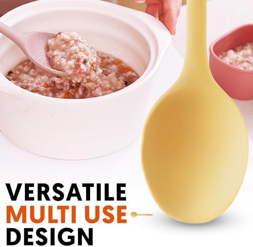 Multi Platinum Silicone Cooking Spoon for Baking, Scraping & Mixing, 100% Food Grade Colorful Silicone Kitchen & Serving Utensils, Heat Resistant, Non-Stick Cookware - 11.4 inch Butter Yellow